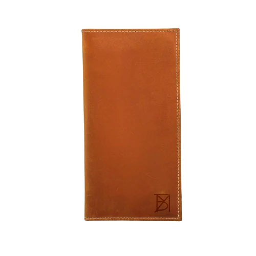 Classic Tan Leather Cheque Book Brown Wallet by   BM7