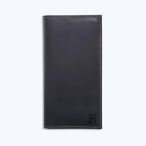 Classic Tan Leather Cheque Book Black Wallet by   BM7