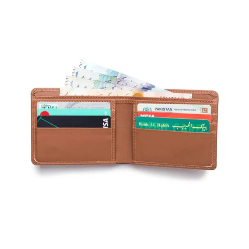 Minimalist Tan Bi-Fold Leather Brown Wallet by   BM7